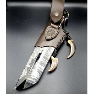 ВЕДМЕЖИЙ КІГОТЬ ІІІ ніж ручної роботи майстра Павла Гончаренка, сталь к390 в ламінаті з нержавіючого дамаску через три шари міді, 64 HRC. Photo 3